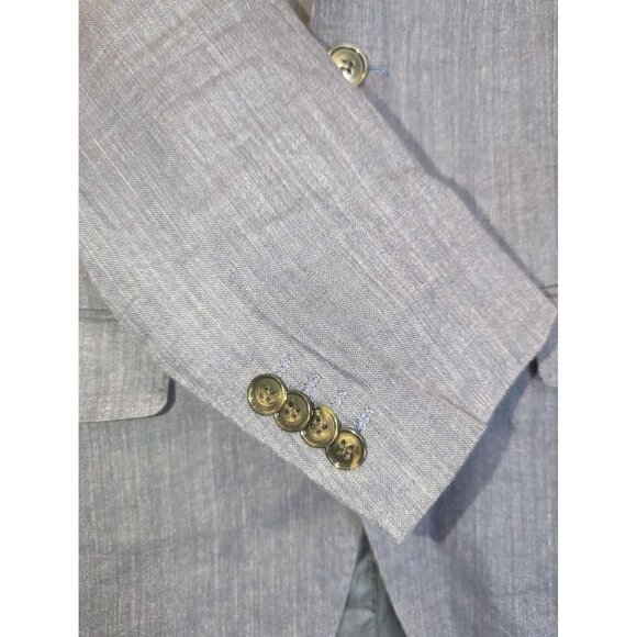 H&M Men's Slim Fit Linen Dark Blue Jacket Blazer Size 38R - Picture 5 of 5